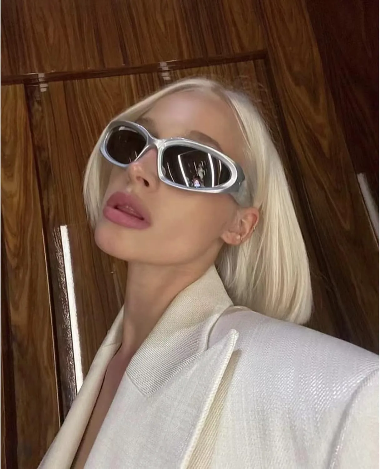 

Солнцезащитные очки JASPIN Y2K с обтекаемой формой для женщин и мужчин, серебристые, овальные, модные, спортивные, с защитой от УФ-излучения, A6/Sliver+grey