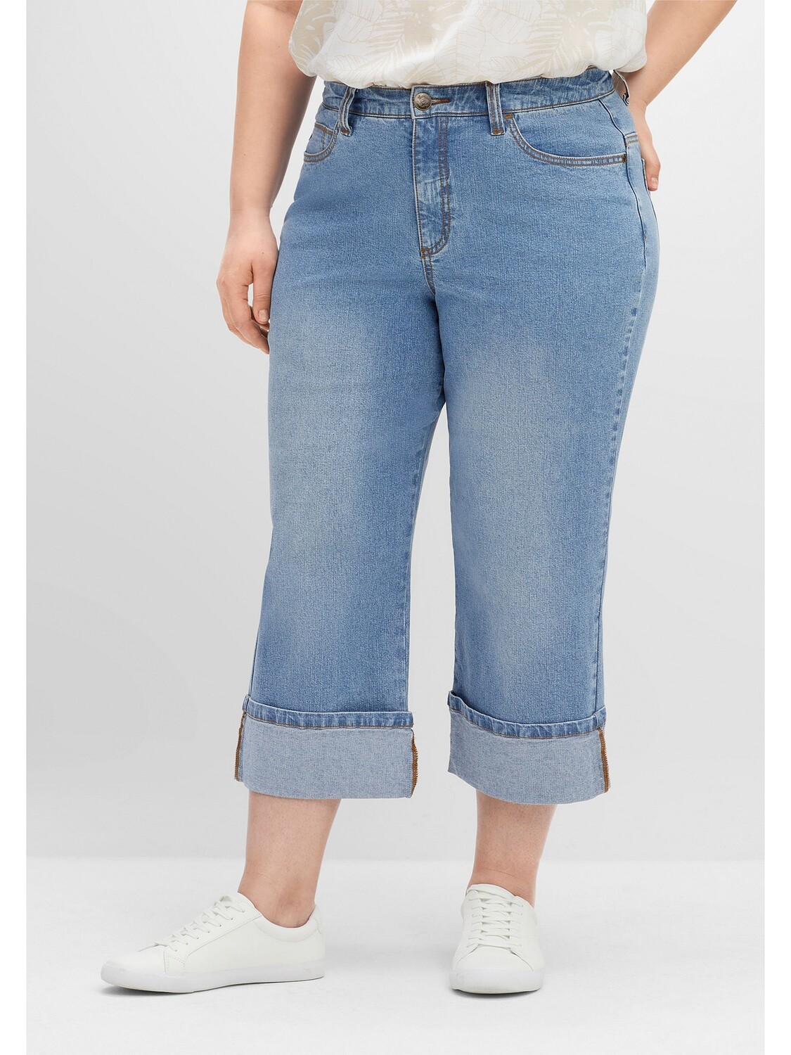 

Джинсы sheego Dad, цвет blue used Denim