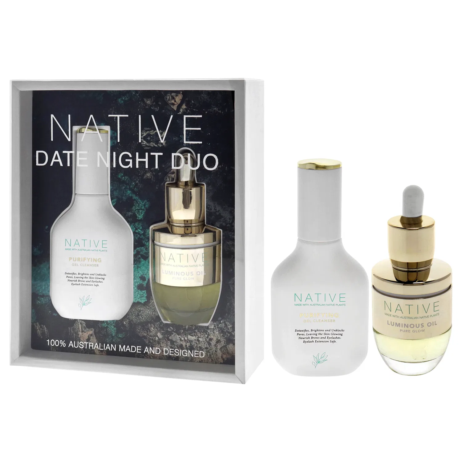 Набор Native Date Night Duo от Klara для женщин - 2 шт.: очищающий гель для умывания 38 г и масло для сияния кожи 38 г, мультиколор — фото 4
