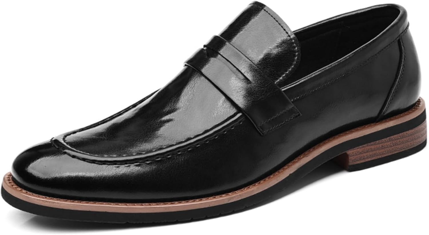 

Мужские лоферы Kpdwfms без шнурков из кожи, элегантная формальная обувь - идеально подходит для работы в офисе, деловых встреч и повседневной носки, черный