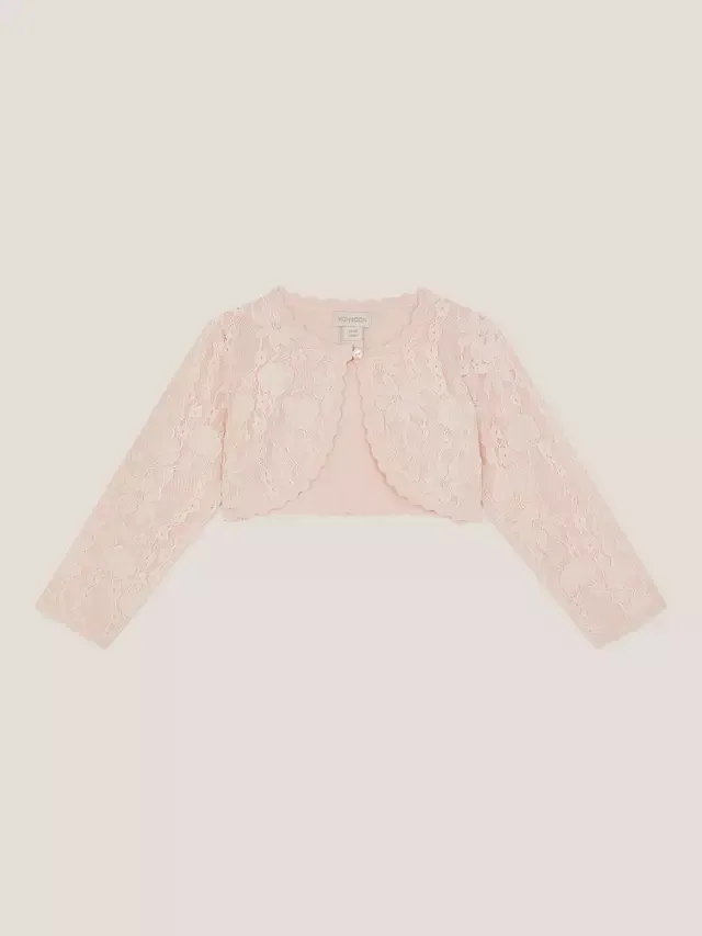 Детский кардиган Baby Emilia из хлопка с цветочным кружевом, розовый Monsoon