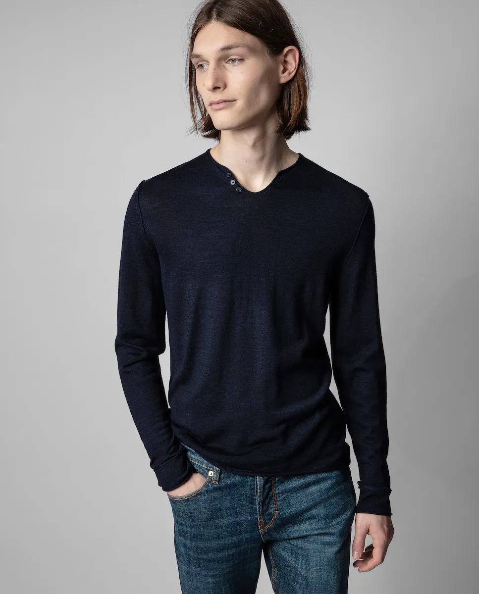 

Мужская синяя футболка с длинным рукавом Monastir Zadig & Voltaire, темно-синий