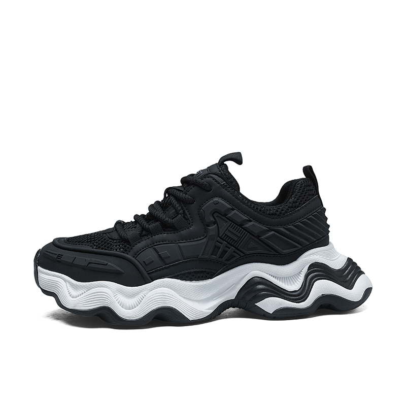 

RENBEN Амортизирующие легкие низкие кроссовки на платформе для увеличения роста мужские черные, цвет Black