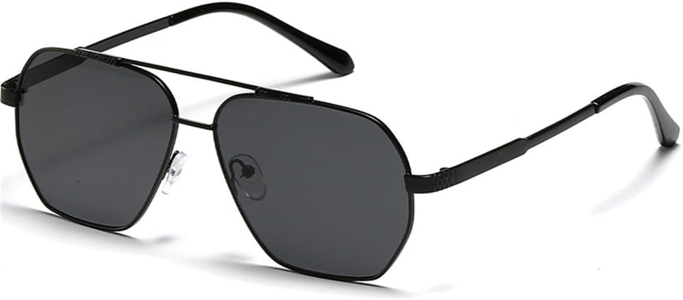 

Женские солнцезащитные очки в металлической крупной оправе с двойной перемычкой в ​​стиле ретро, ​​мужские очки с защитой от УФ-излучения UV400, женские солнцезащитные очки Lentes de sol mujer LANGSER, Black Grey