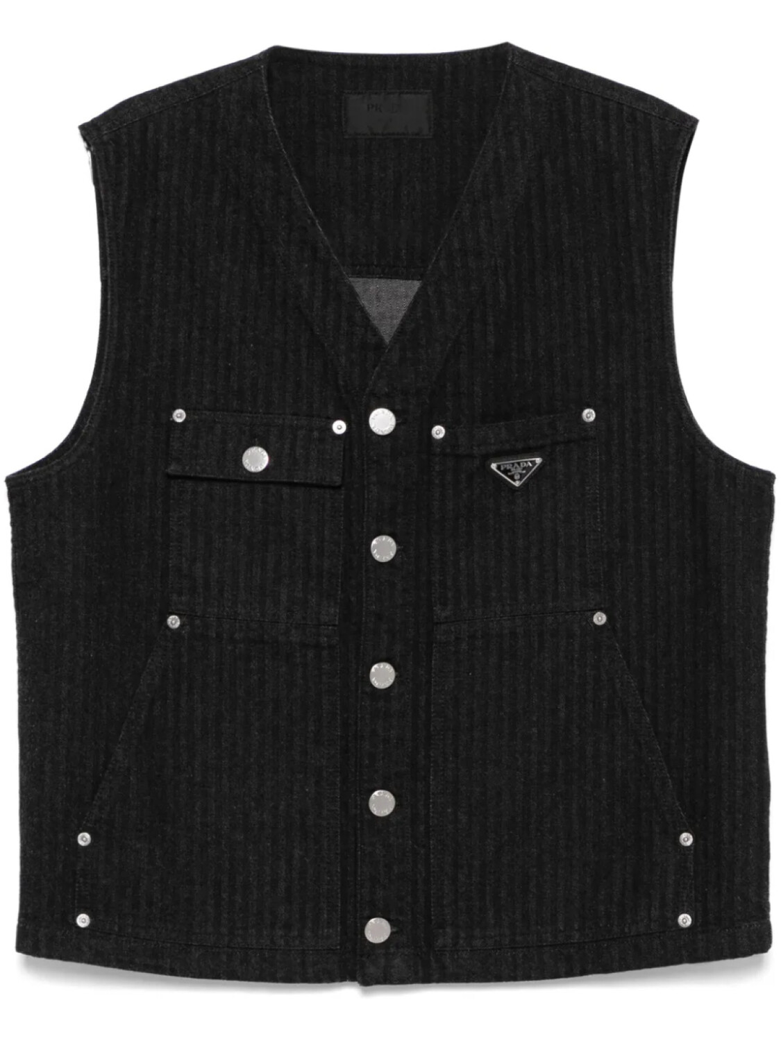 

Джинсовый жилет Prada с шевроном, черный