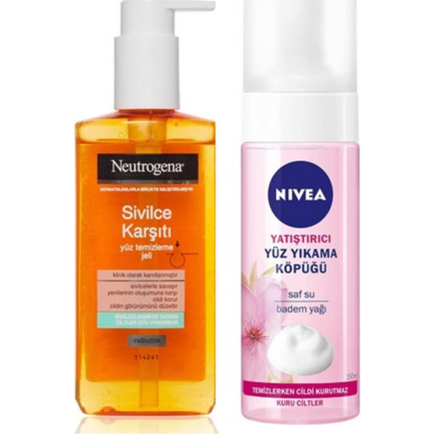 Гель для умывания Neutrogena — Очищающий гель для лица + Успокаивающее средство для умывания Nivea Minmond