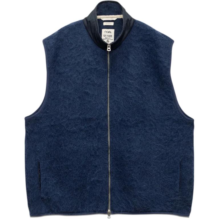 

Nanamica ФВ25 Застёгивающаяся на молнию мохеровая жилетка Унисекс, Marine Blue