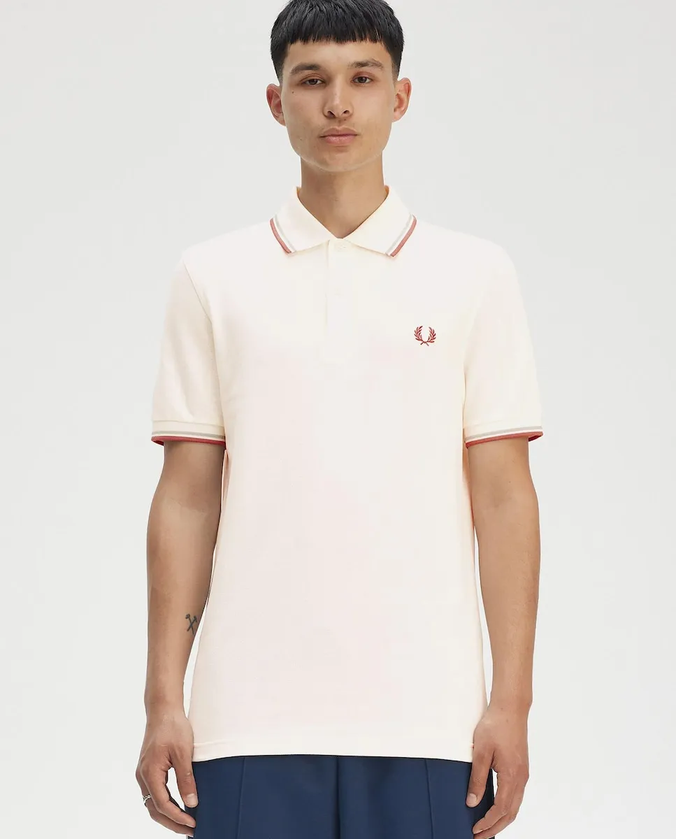 

Мужская поло с коротким рукавом и контрастной отделкой Fred Perry, пастельно-розовый
