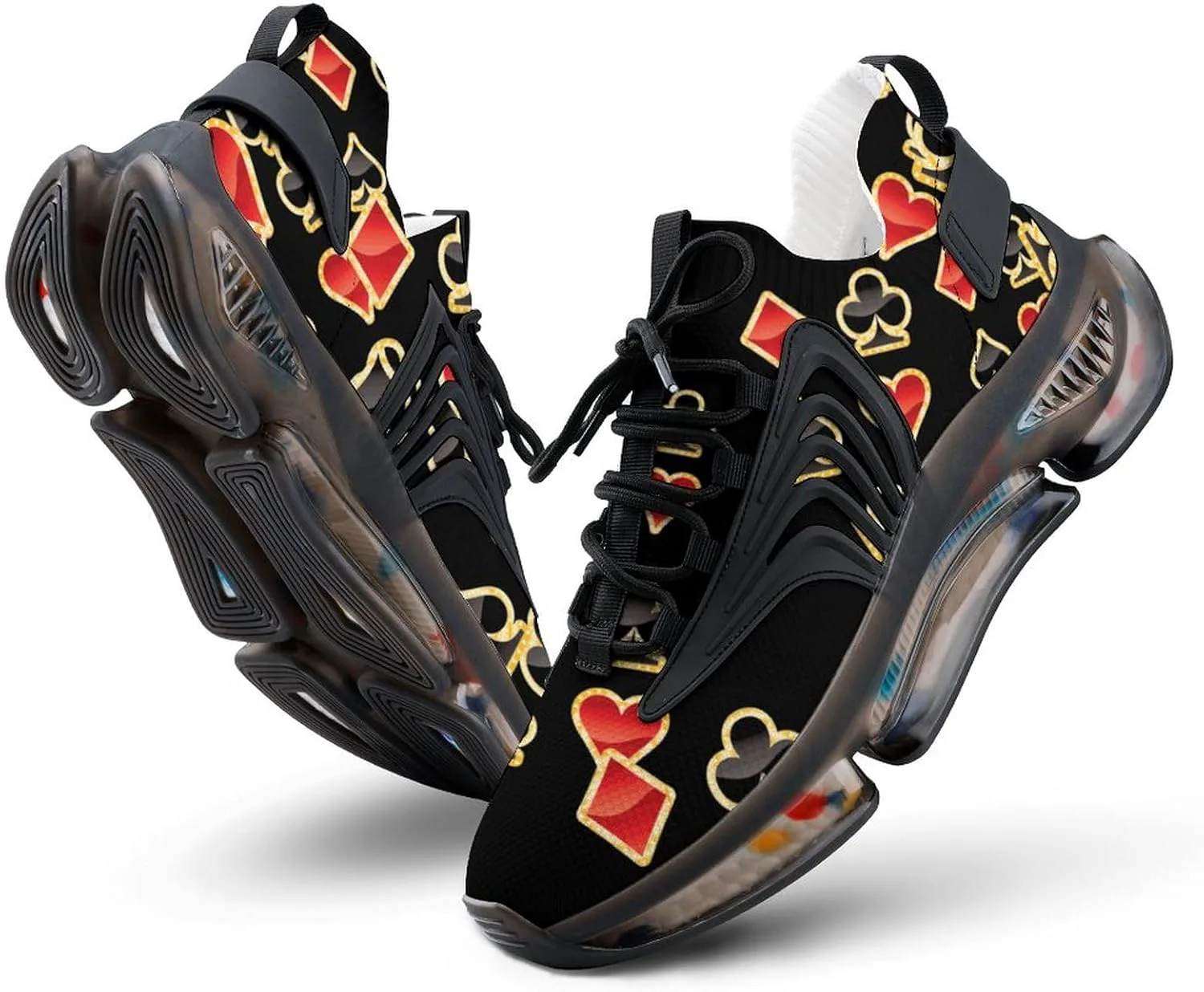 

Золотые кроссовки с символами покера для женщин, легкие, для бега, тенниса, прогулок, спорта, тренажерного зала и путешествий, для мужчин FORSJHSA