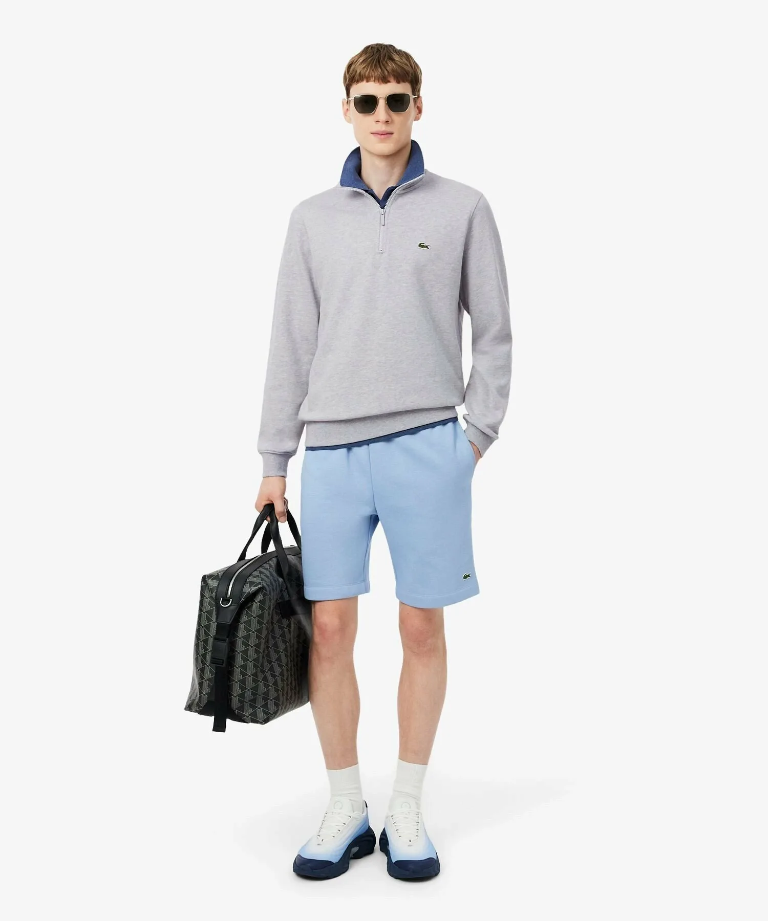 Толстовка с высоким воротником и застежкой-молнией до середины груди LACOSTE, Gray — фото 4