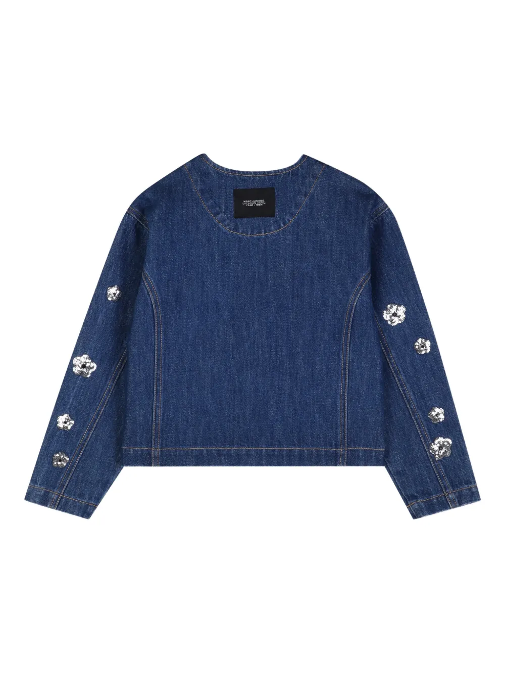 Джинсовая куртка с цветочным узором Marc Jacobs Kids, синий — фото 2