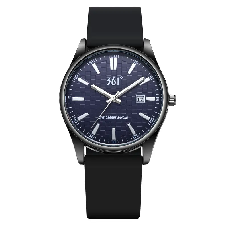 

361° Часы с кварцевым механизмом и силиконовым ремешком, унисекс, черный циферблат