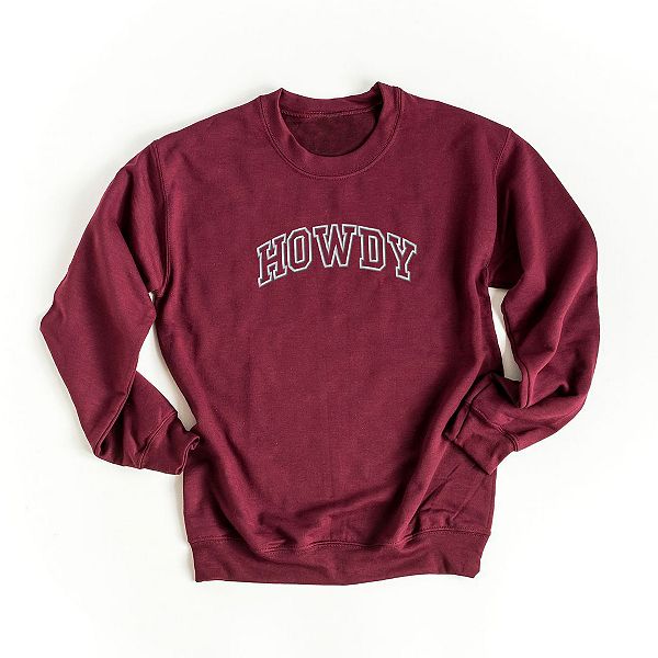 

Вышитый свитшот с принтом howdy varsity для женщин Simply Sage Market, Maroon, Зеленый, Вышитый свитшот с принтом howdy varsity для женщин Simply Sage Market, Maroon