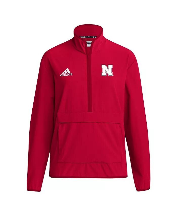 Мужская толстовка Scarlet Nebraska Huskers Coaches Sideline Half Zip adidas — фото 2