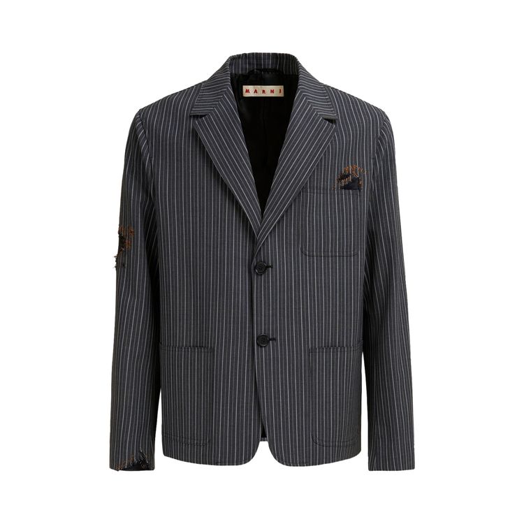 

Блейзер Marni Gradient Pinstripe Wool Blazer Black, черный