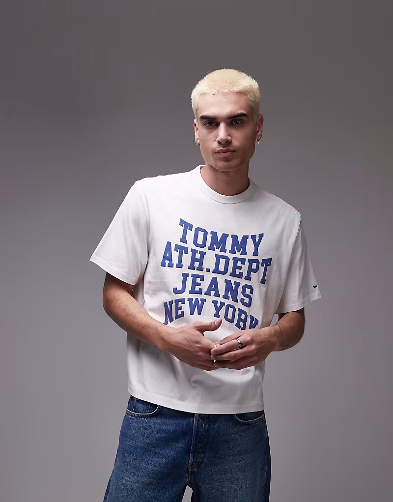 

Футболка с логотипом университета, свободного кроя, белого цвета Tommy Jeans, Белый, Футболка с логотипом университета, свободного кроя, белого цвета Tommy Jeans