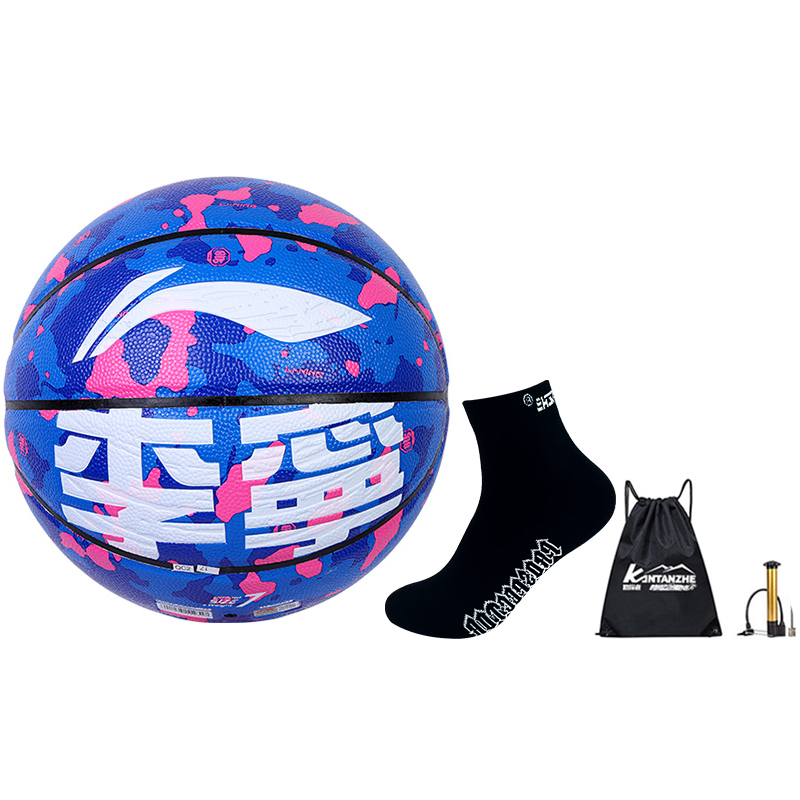 

LINING Badfive PU баскетбольный мяч blue pink white размер 7 тренировочный мужской