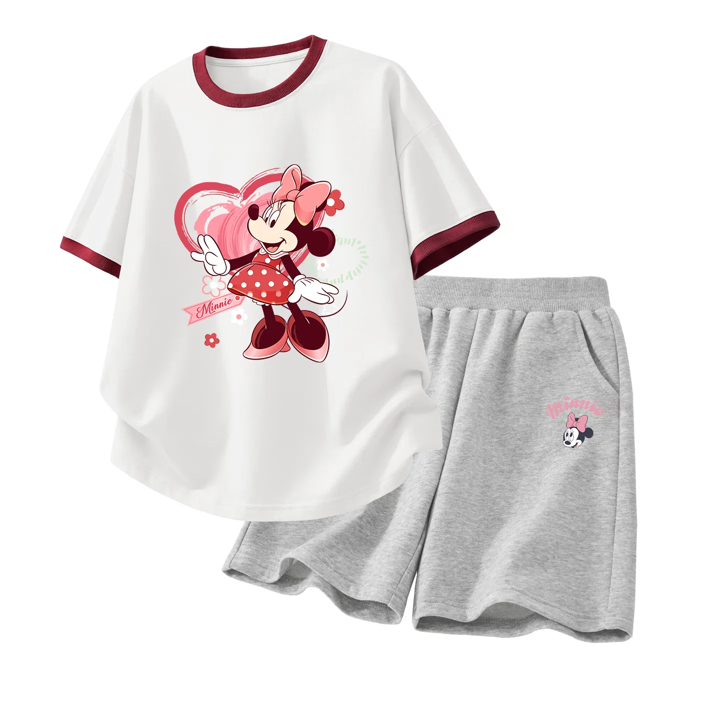 Детский спортивный костюм Casual Sportswear 2 Piece Set Disney, Di Xin Flower Pomegranate Red+Di Tianyuan K Gray
