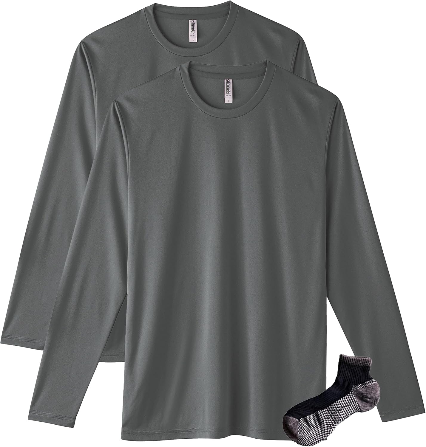 

Футболка с длинным рукавом Glimmer 00352-AIL из трикотажа Interlock Dry плотностью 3,5 унции, темно-серый