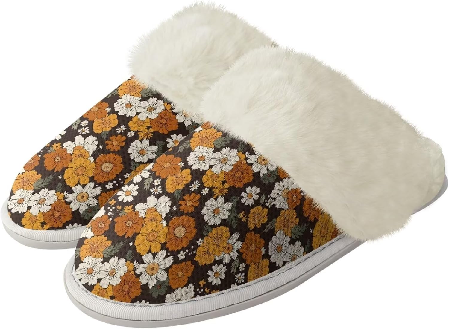 

Женские пушистые тапочки Мягкие плюшевые с закрытым носком Домашние тапочки Мокасины Мужские повседневные зимние теплые хлопковые домашние тапочки с нескользящей резиновой подошвой для спа и ванны Watdotory, оранжевый