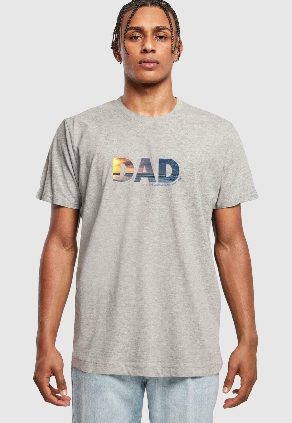 

Футболка с принтом FOR THE BEST DAD ROUND NECK Merchcode, цвет heather grey