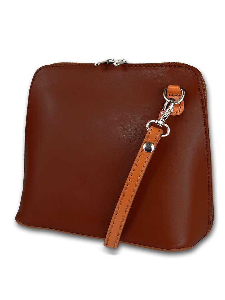 

Кожаная сумка через плечо, сумка Toscanto, коричневая, темно-коричневая, около 17 см Toscanto