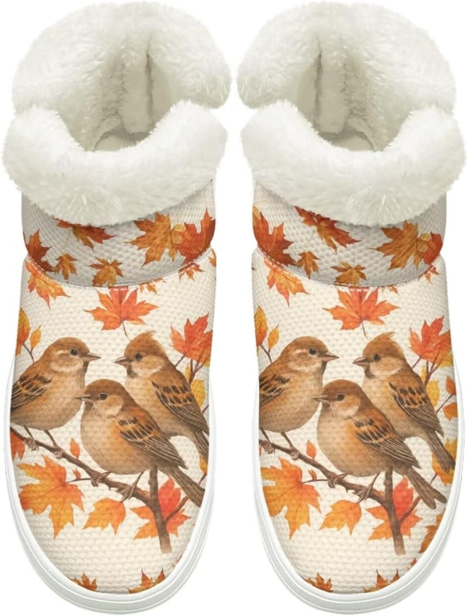 

Женские и мужские зимние ботинки на слипоне, дышащая сетка, зимняя обувь для улицы с нескользящей удобной подошвой Cugasmaru, Bird Fall Maple Leaves
