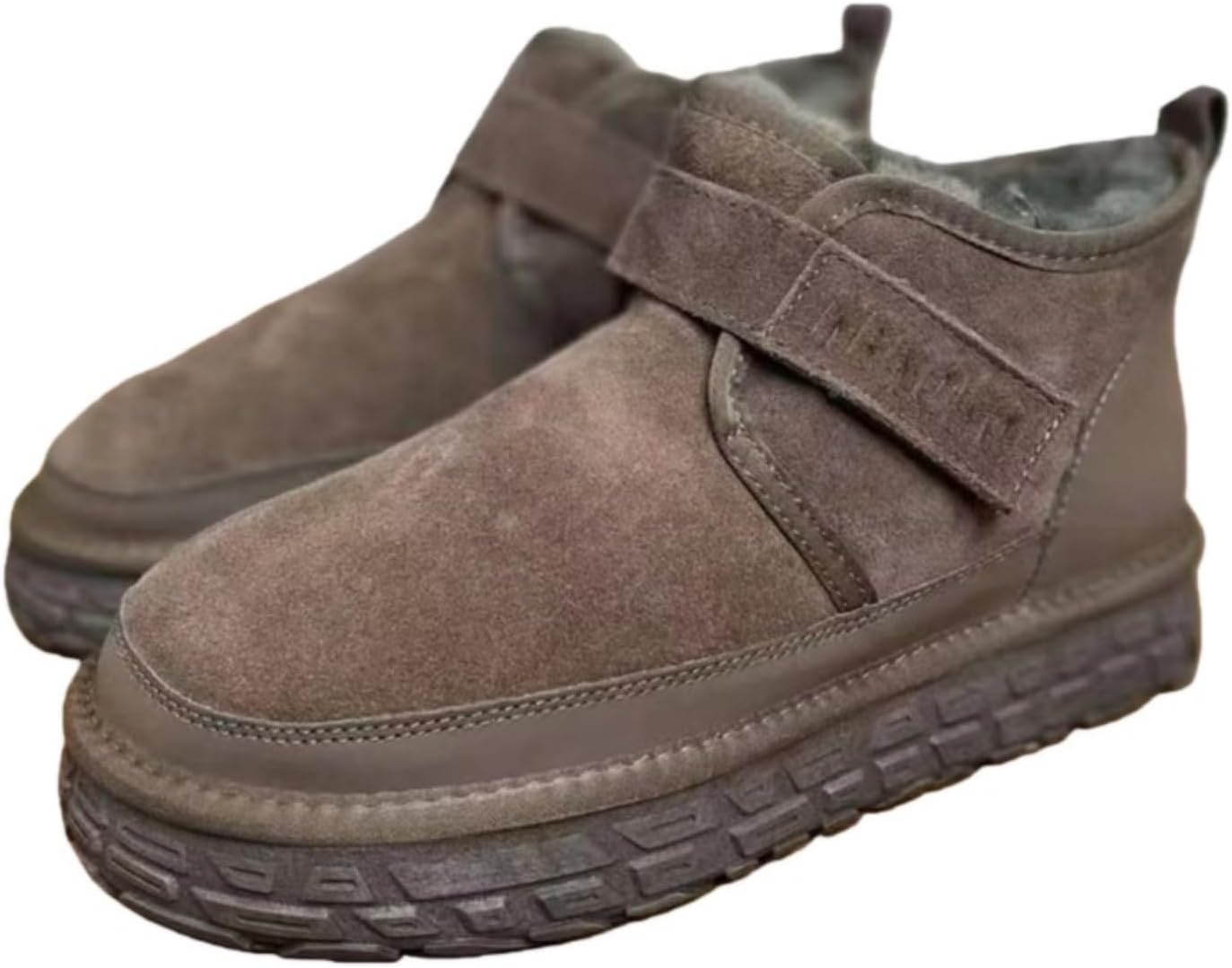 

Мужские зимние теплые ботинки Khwfjas до щиколотки - с плюшевой подкладкой и утолщенной подошвой, коричневый