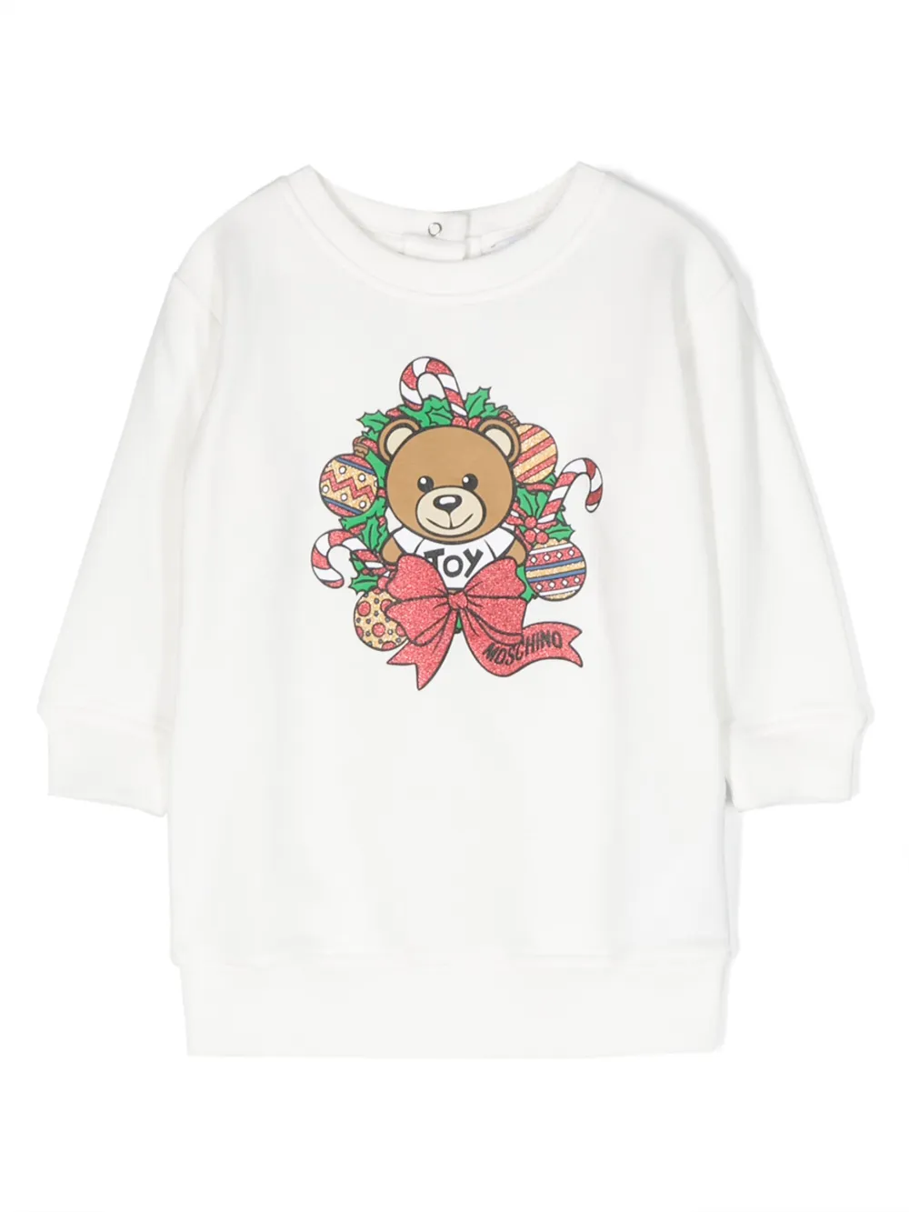 

Платье-толстовка с принтом Teddy Bear Moschino Kids, белый