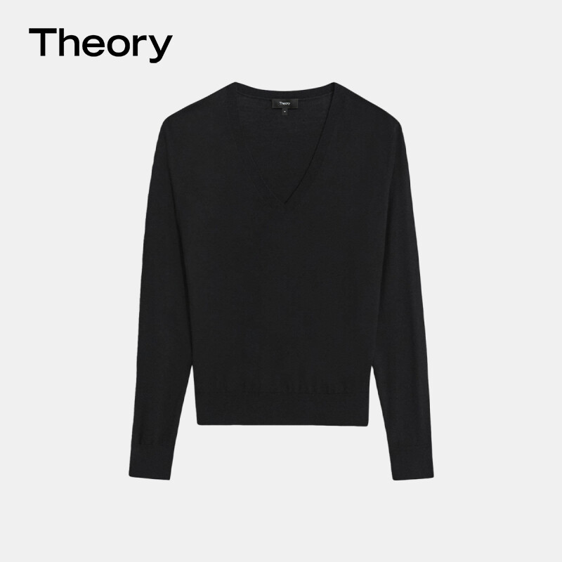 

Пуловер женский Theory с V-образным вырезом, черный