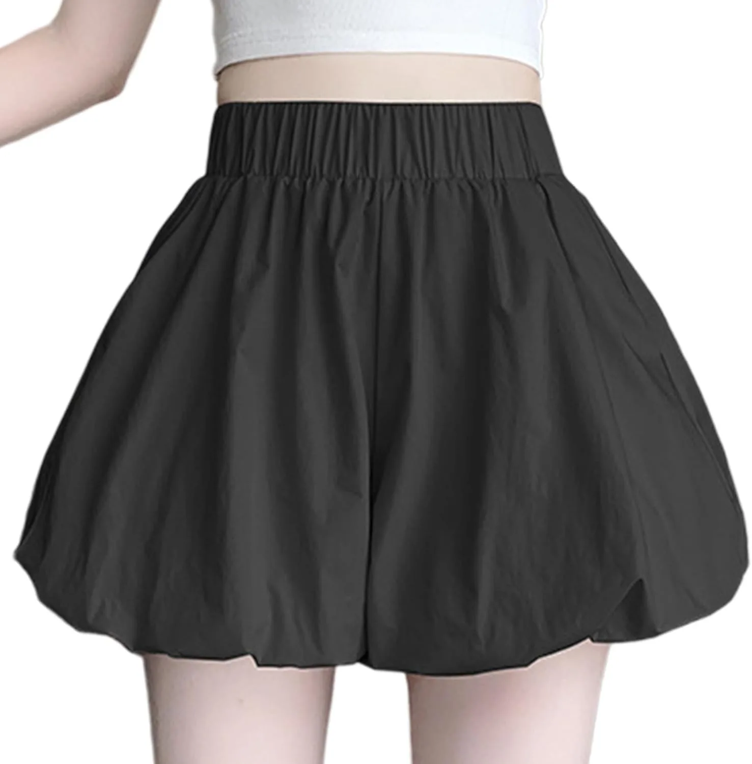 

Женские короткие шорты с плиссировкой и эластичным поясом