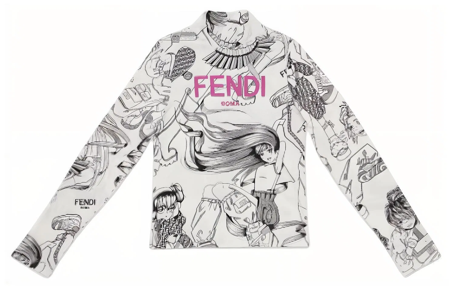 Футболка водолазка FENDI Kids белая