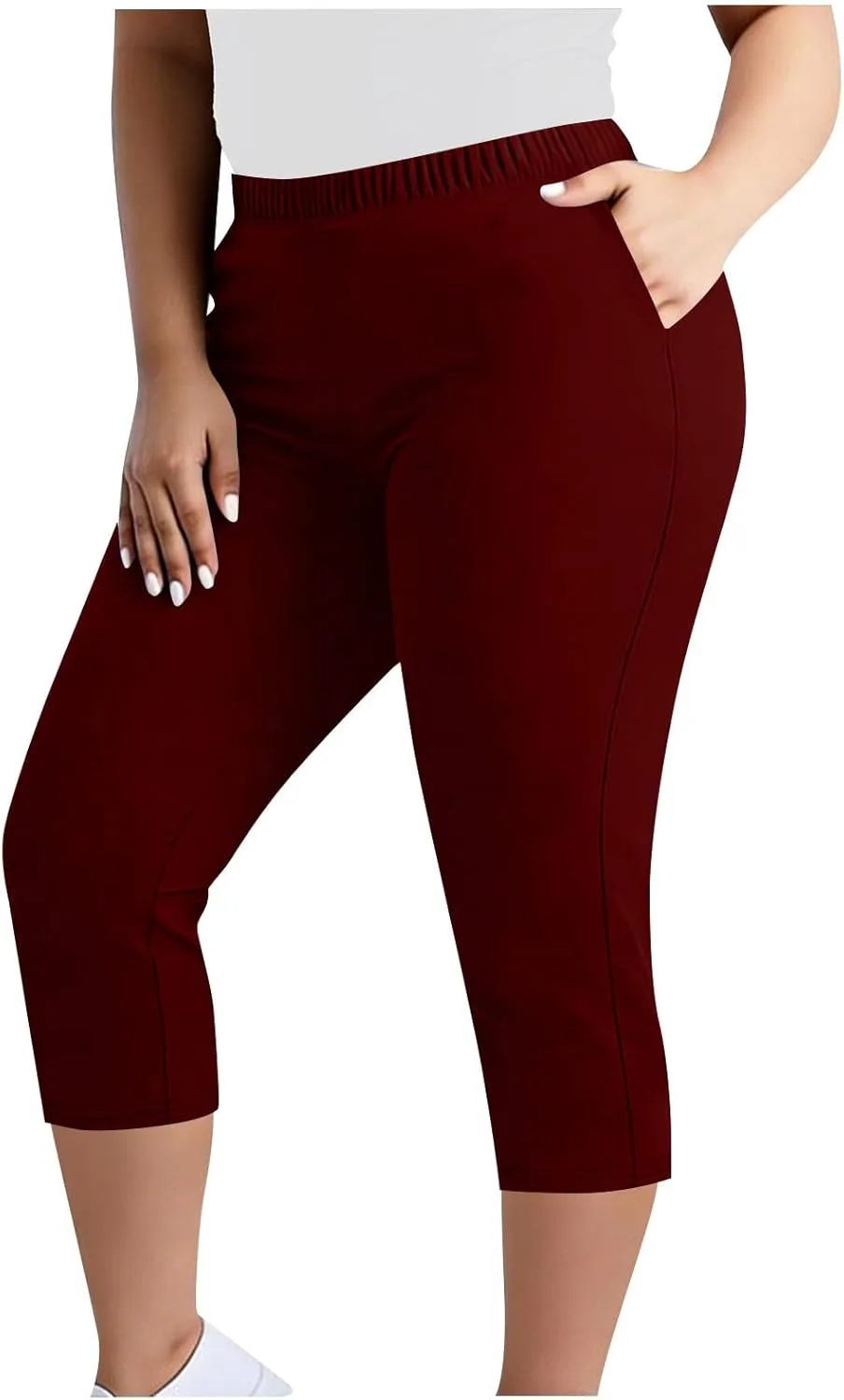 

Плюс сайз капри для женщин Stretch Casual с эластичной талией HGps8w