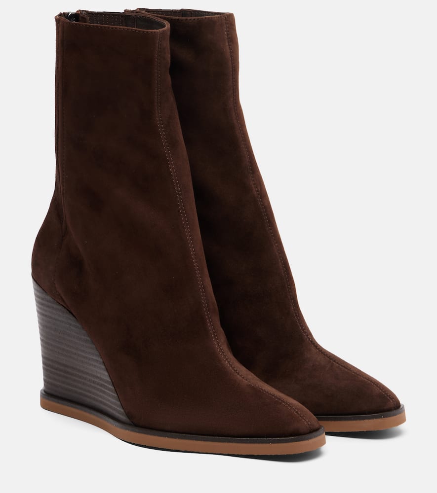 Ботильоны Saint Honoré 85 на платформе из замши Aquazzura, Espresso