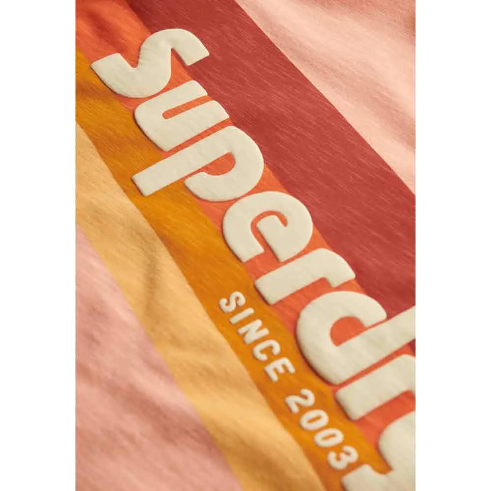 Футболка с коротким рукавом Superdry Terrain Logo Stripe Relxed, розовый — фото 4