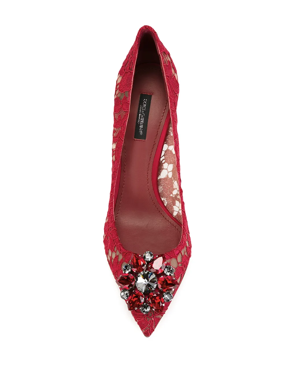 Декорированные кружевные туфли DOLCE & GABBANA, красный — фото 4