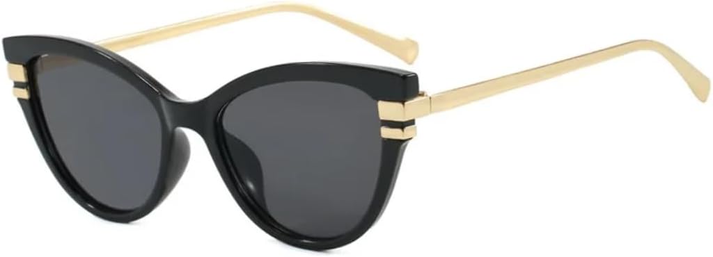 

Солнцезащитные очки для мужчин и женщин - защита UV400 - градиентный цвет "кошачий глаз", металлические петли, для занятий спортом на открытом воздухе и вождения DSVIGF, Black Grey