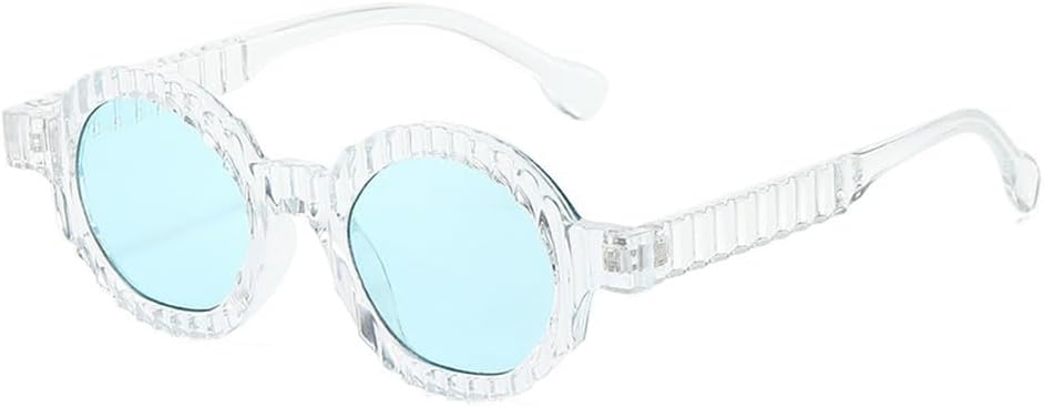 

Уникальные круглые солнцезащитные очки для женщин, модные двухцветные очки с защитой от УФ-излучения UV400, для мужчин в стиле панк, градиентные солнцезащитные очки WNCKSQ, Transparent Blue