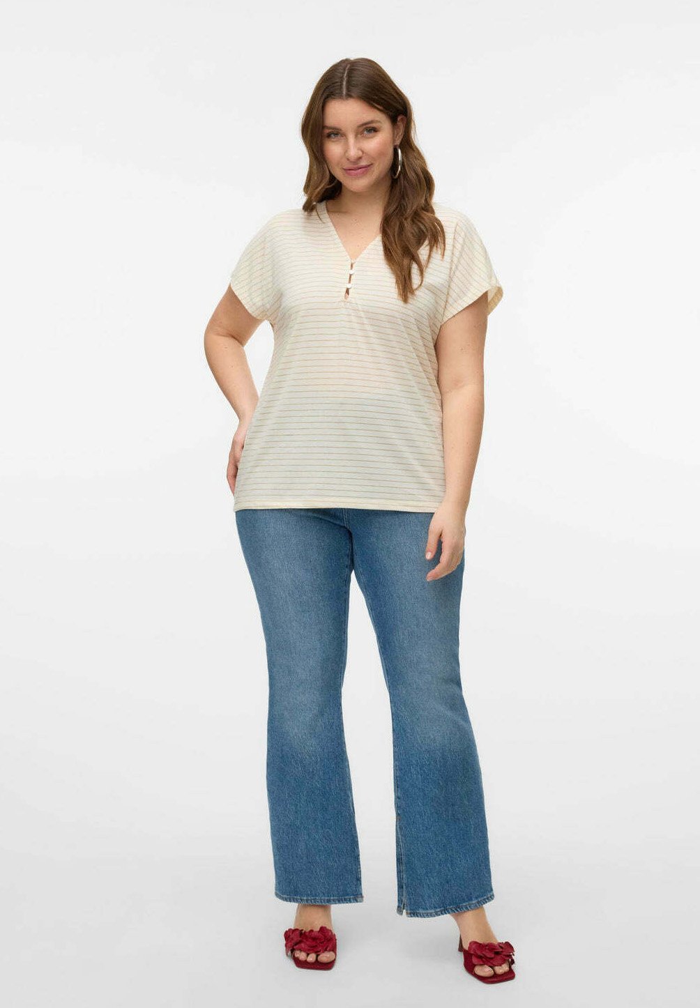 

Футболка с принтом Vero Moda Curve, бежевый