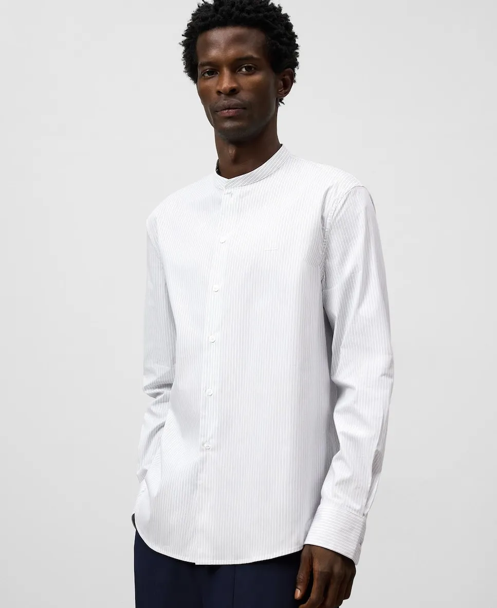 

Мужская рубашка в полоску с воротником мао Adolfo Dominguez, белый