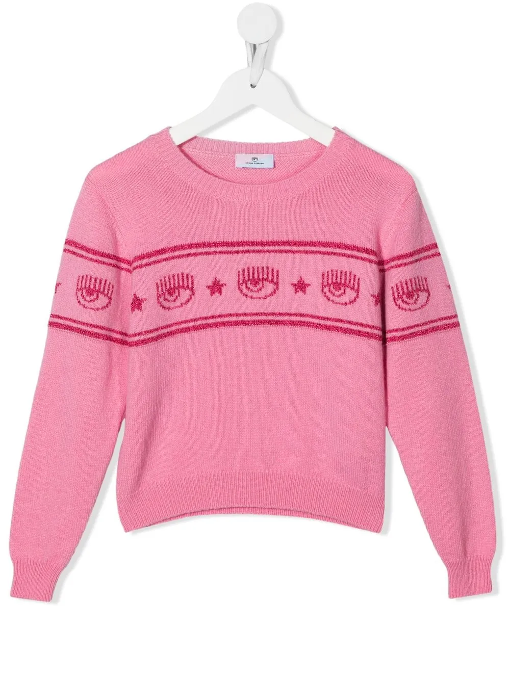 

Джемпер вязки интарсия с узором Eyelike и блестками Chiara Ferragni Kids, розовый