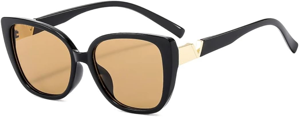 

Ретро-сексуальные солнцезащитные очки в большой оправе «кошачий глаз» для женщин и мужчин, для активного отдыха на природе, летних путешествий, с защитой от УФ-излучения UV400 TVTBBVV, Black Tea