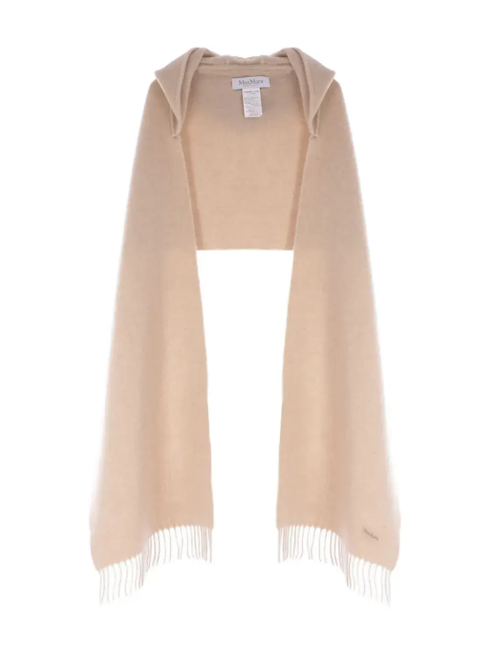 

Шарф с капюшоном и бахромой MAX MARA, нейтральный