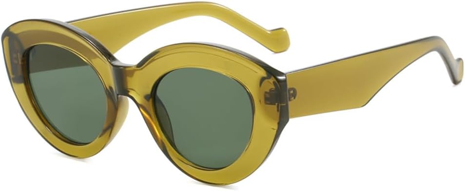 

Крупные солнцезащитные очки в толстой оправе «кошачий глаз» для женщин, мужчин и панков, с защитой от УФ-излучения UV400, подходят для езды на велосипеде, вождения и активного отдыха на природе UYPTK, Green