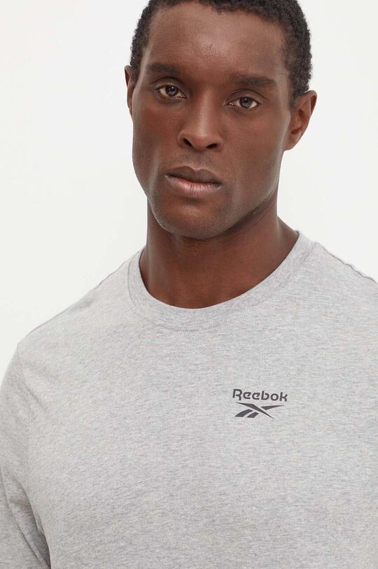 

Хлопковая рубашка с длинным рукавом Reebok, серый