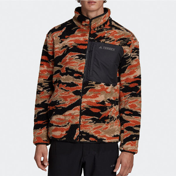 Куртка adidas Xplr Sherpa F Outdoor Sports Double Sided Jacket Red Colorblock, красный — фото 4