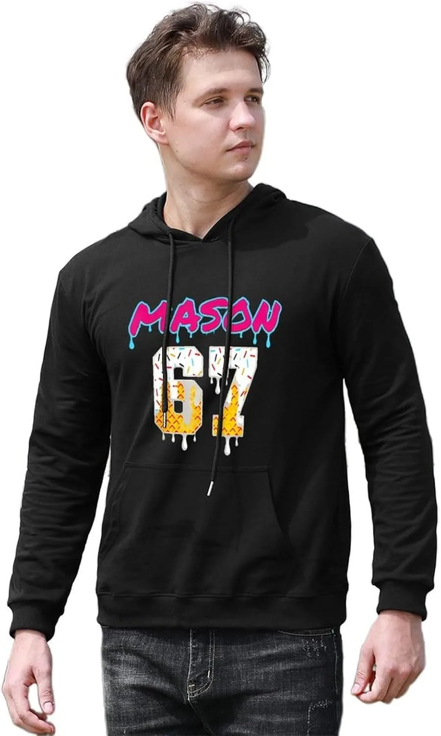 Толстовка Men Fun Six Seven 67 Drip Ice Cream с карманом — фото 4
