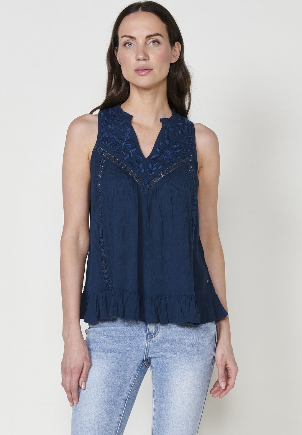 

Блуза EMBROIDERED SLEEVELESS - Top Koroshi, темно-синий