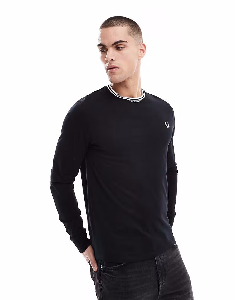 

Футболка Fred Perry с длинными рукавами и двойной отделкой, черная