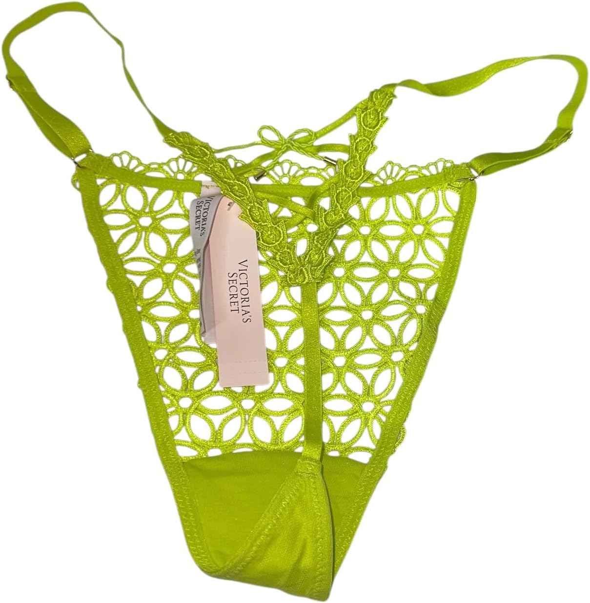 Трусики Victoria's Very Sexy Geo Daisy Lace Adjustable V-String, цвет Lime Victoria's Secret, Lime/Limelight — фото 2